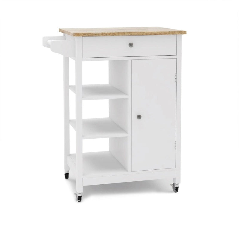 Kitchen Rolling Trolley Cart with Shelves and Towel Rack