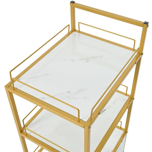 3-Tier Storage Cart with Drawer and Wheels for Kitchen, Salon & Home Office