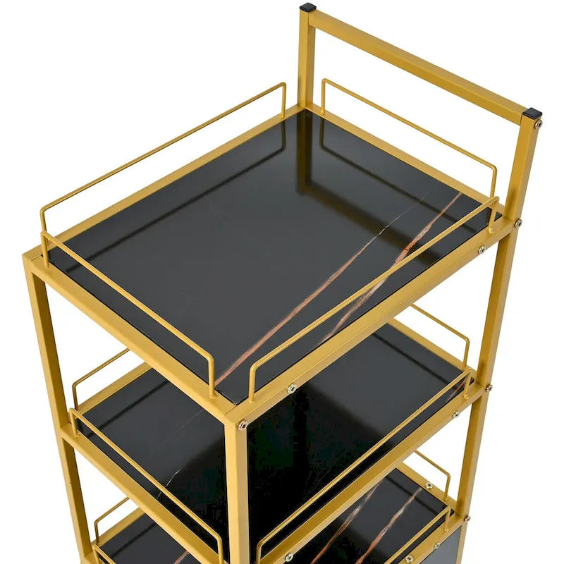 3-Tier Storage Cart with Drawer and Wheels for Kitchen, Salon & Home Office