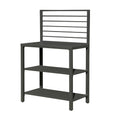 Outdoor Kitchen Island with Storage, Aluminum Food Prep Table with Double Storage Rack