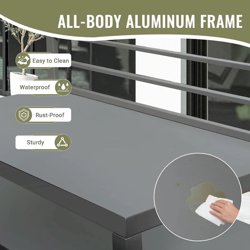 Outdoor Kitchen Island with Storage, Aluminum Food Prep Table with Double Storage Rack