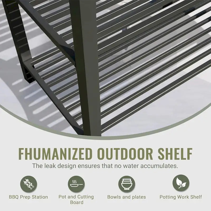 Outdoor Kitchen Island with Storage, Aluminum Food Prep Table with Double Storage Rack