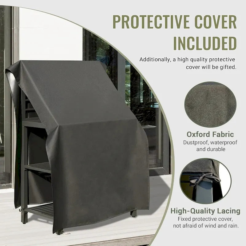 Outdoor Kitchen Island with Storage, Aluminum Food Prep Table with Double Storage Rack