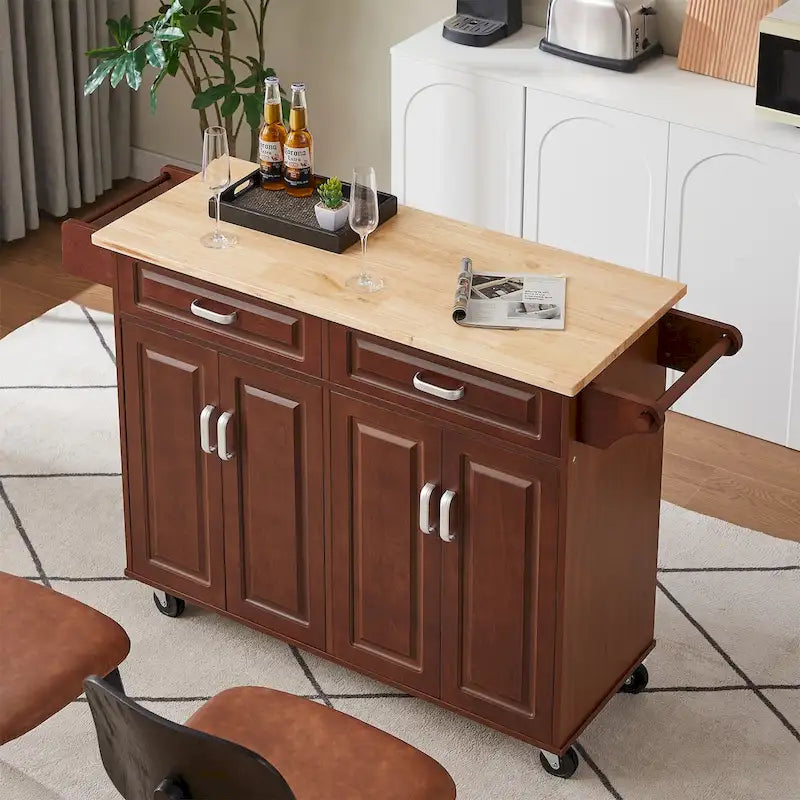 Kitchen Island Cart with 2 Drawers