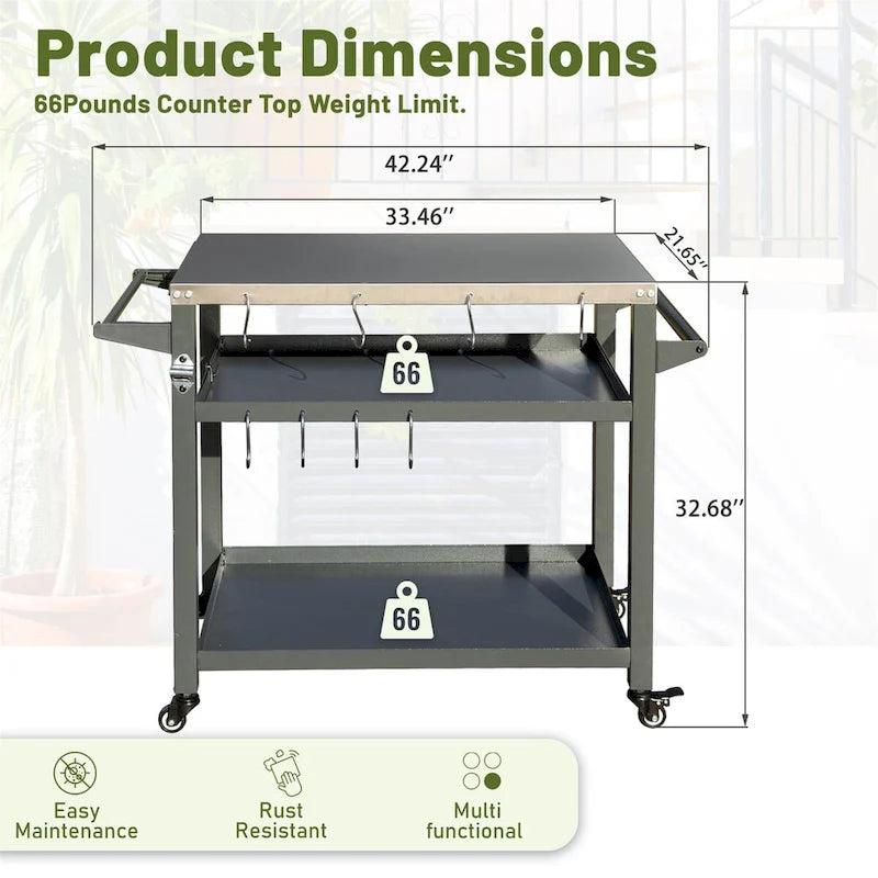 Grill Cart with Wheels