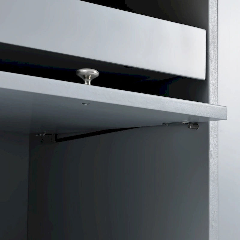 Kitchen Island Cart with Drop Leaf, LED Light, Fluted Glass Doors, Adjustable Shelf & 2 Drawers