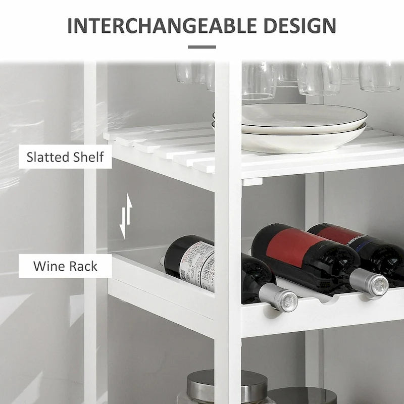 Rolling Kitchen Island with Wine Rack, Shelves, Drawer and Cabinet