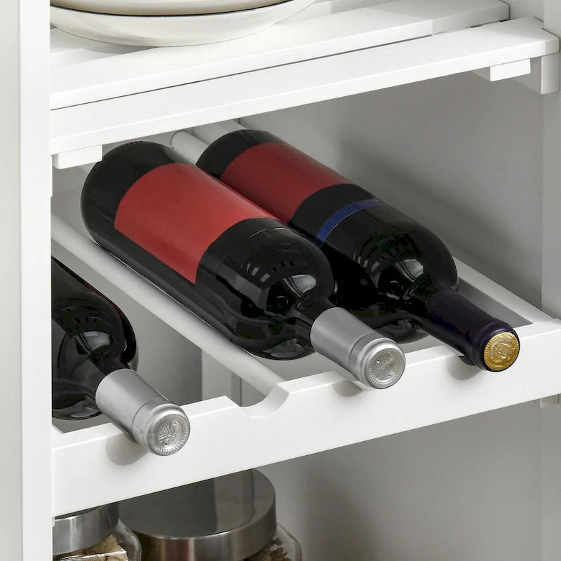 Rolling Kitchen Island with Wine Rack, Shelves, Drawer and Cabinet
