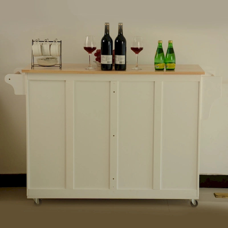 Kitchen Island with Storage & Wheels