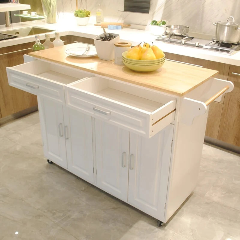 Kitchen Island with Storage & Wheels