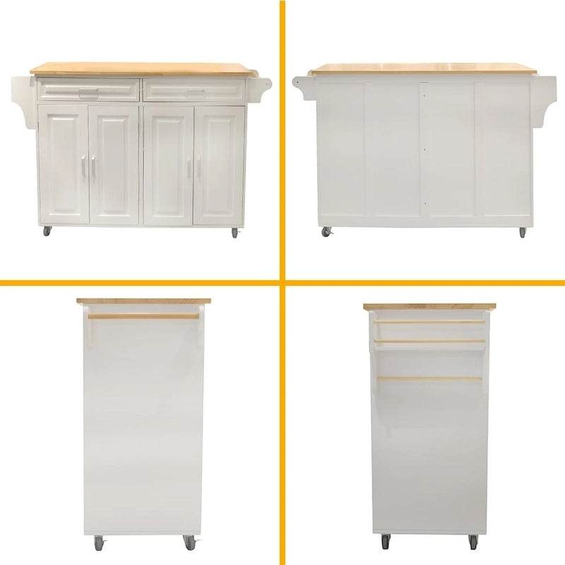 Kitchen Island with Storage & Wheels