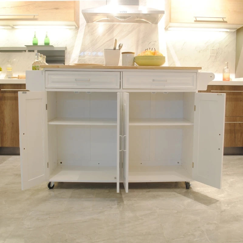 Kitchen Island with Storage & Wheels