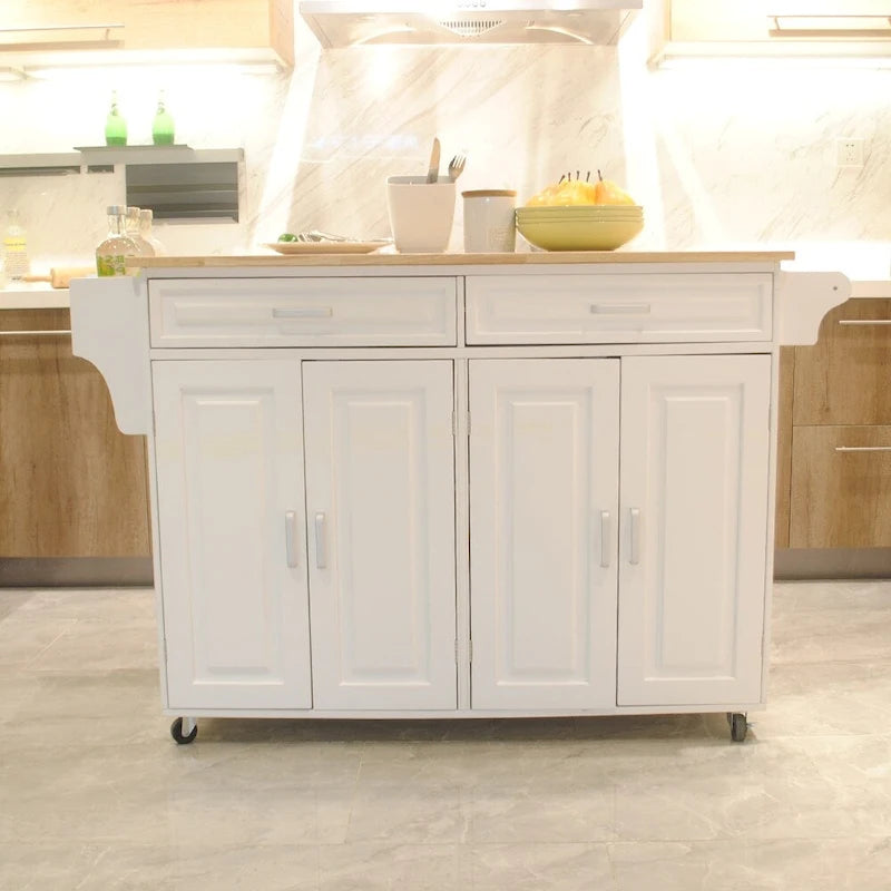 Kitchen Island with Storage & Wheels
