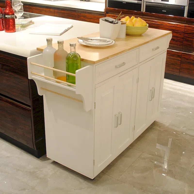 Kitchen Island with Storage & Wheels