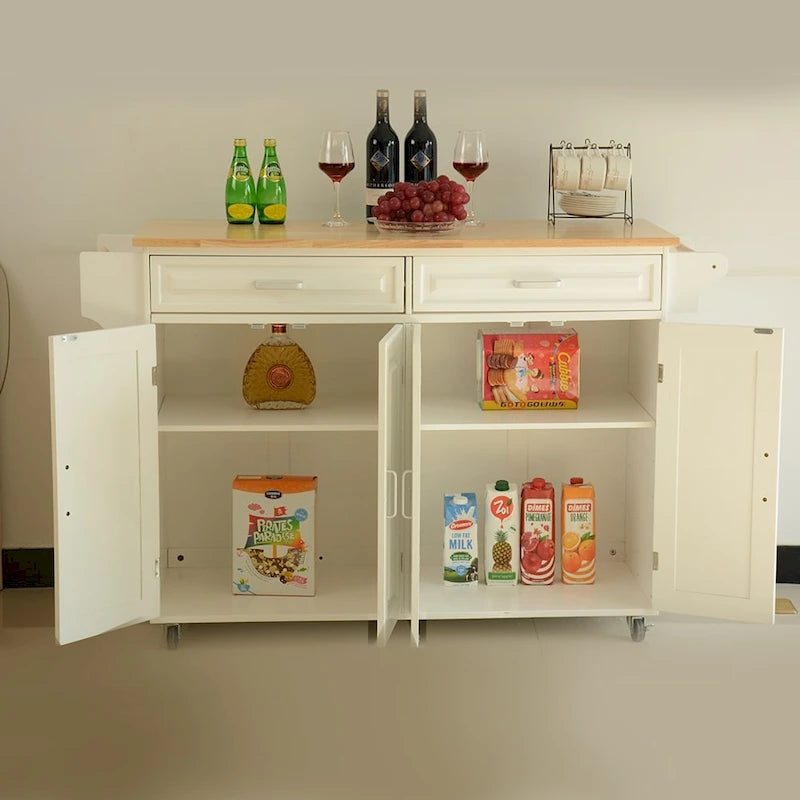 Kitchen Island with Storage & Wheels