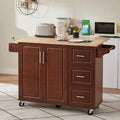 Kitchen Island with Drop Leaf Countertop, Rolling Kitchen Island Cart with Storage Cabinet