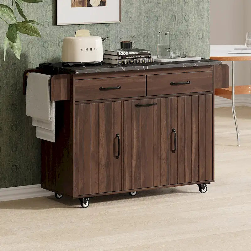 43.8W Kitchen Island with Trash Can Storage Cabinet