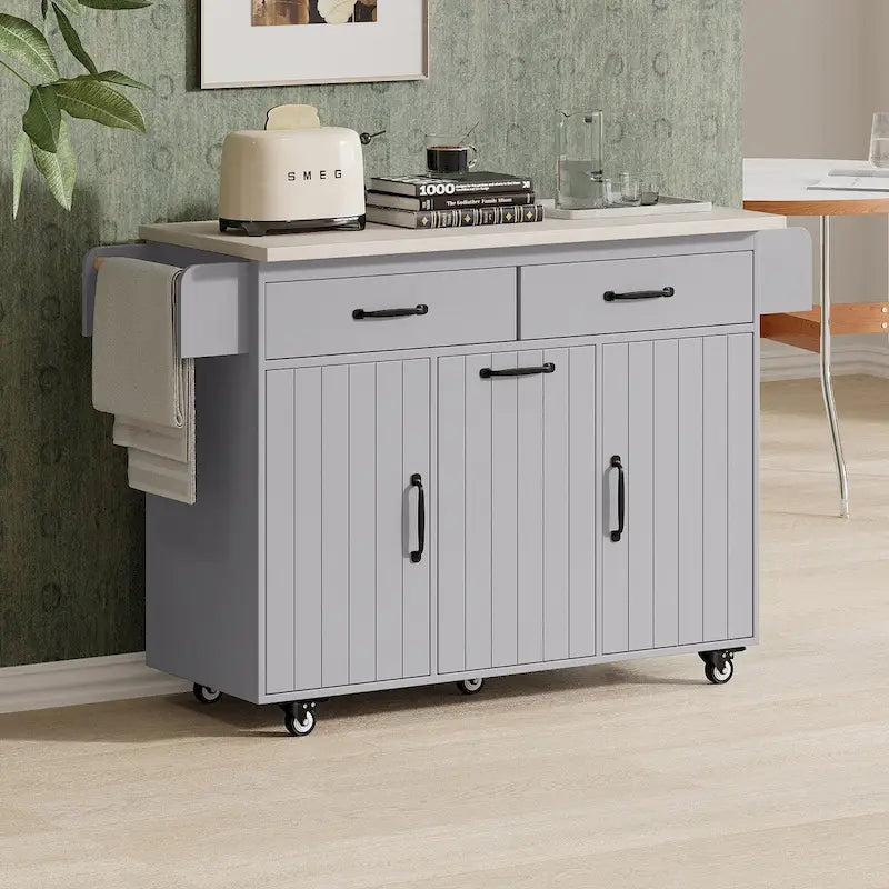 43.8W Kitchen Island with Trash Can Storage Cabinet
