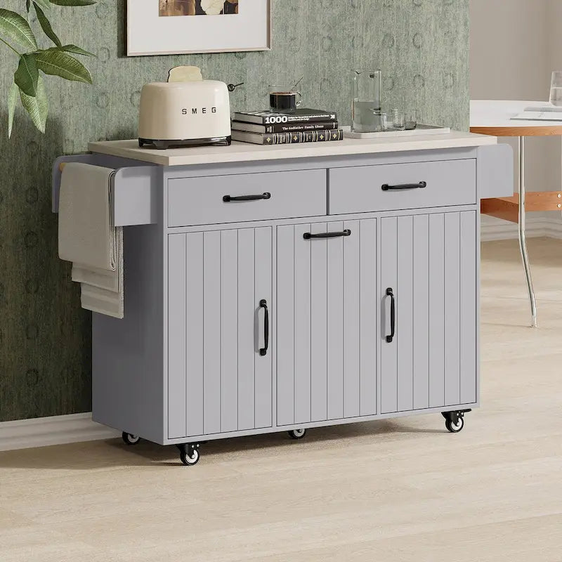 43.8W Kitchen Island with Trash Can Storage Cabinet