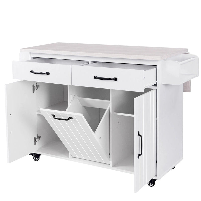 43.8W Kitchen Island with Trash Can Storage Cabinet
